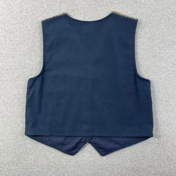 VTG Paul Harris Floral Embroidered Vest Womens M Patchwork Stripe Boho Cottage - Picture 2 of 11